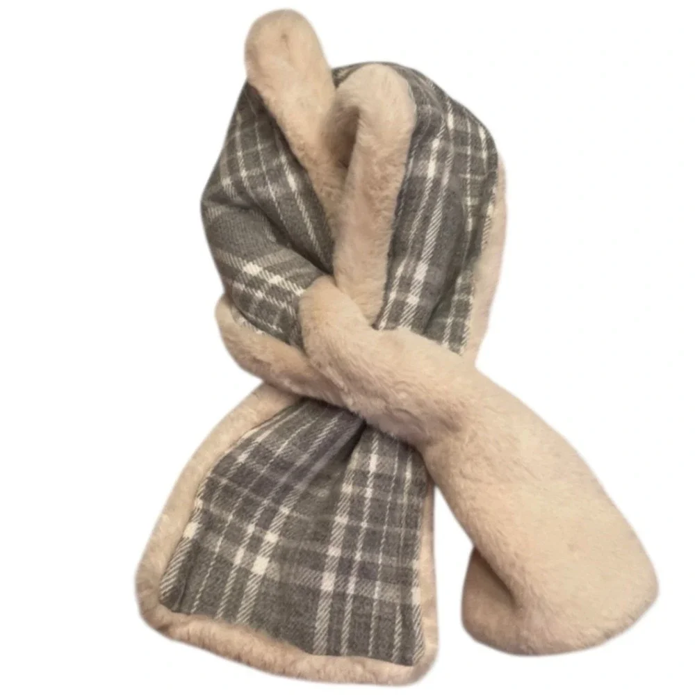NWT‎ J Jill Reversible Faux Fur Pull Through Scarf Cream Soft Cozy Quiet Luxury